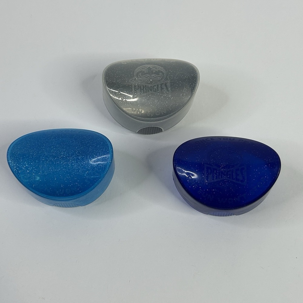 Pringles To Go Potato Chip Holder Snack Containers Set of 3 Sparkle Blue Silver
